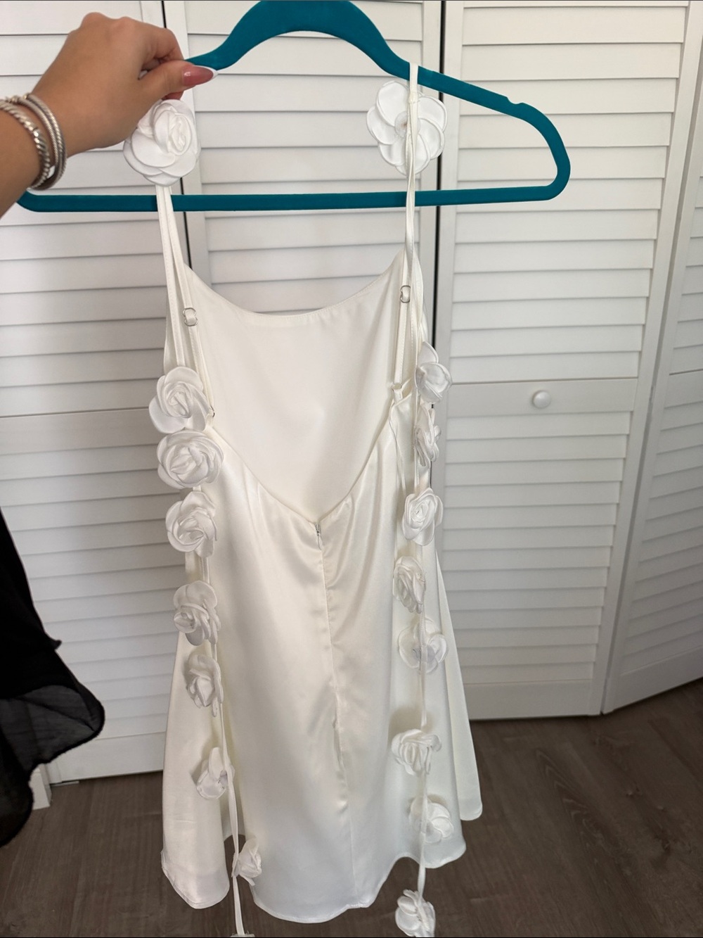 White Satin Slip Dress with Side Knot Detail - Picture 3 of 4